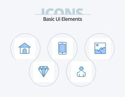 Basic Ui Elements Blue Icon Pack 5 Icon Design. picture. image. hose. call. mobile vector