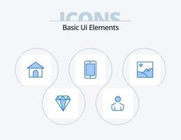 Basic Ui Elements Blue Icon Pack 5 Icon Design. picture. image. hose. call. mobile vector