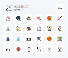 paquete de iconos deportivos de 25 colores planos que incluye tenis de mesa. raqueta. pelota. jugar. deporte vector