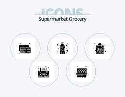 paquete de iconos de glifos de comestibles 5 diseño de iconos. . cartera. crédito. señoras. contenedor de plástico vector