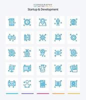 inicio creativo y desarrollo 25 paquete de iconos azules como chat. mapa. forma. mundo. espacio vector