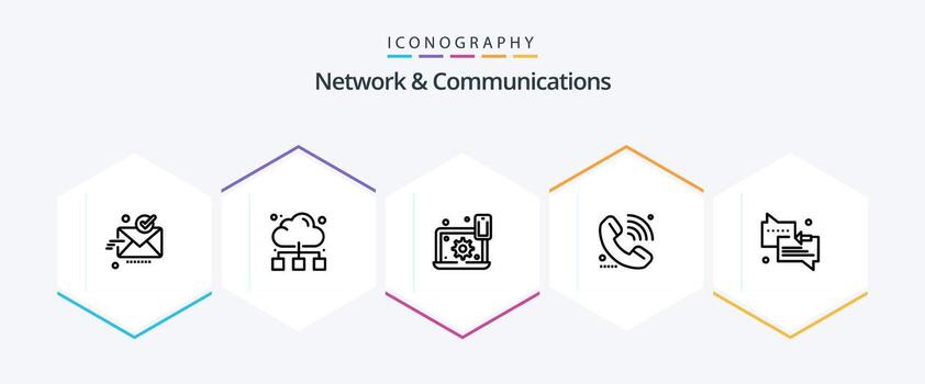 Network And Communications 25 Line icon pack including signal. support. internet. call. setting vector