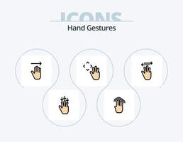 diseño de iconos del paquete de iconos llenos de línea de gestos de mano 5. sostener. dedo. toque múltiple. tres. flecha vector