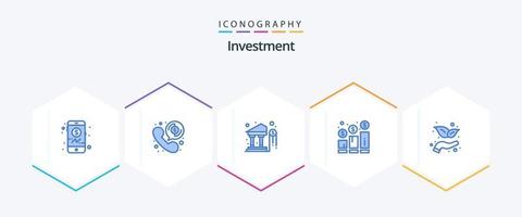 inversión 25 paquete de iconos azules que incluye inversión. dinero. dólar. grafico. aumentar vector