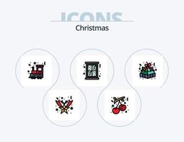 paquete de iconos llenos de línea navideña 5 diseño de iconos. móvil. Navidad. Navidad. palo. dulce vector