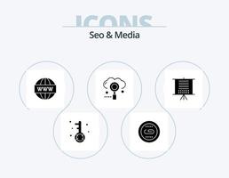 Seo and Media Glyph Icon Pack 5 Icon Design. media. cloud. optimization. web. search vector