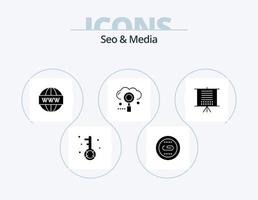 seo y media glyph icon pack 5 diseño de iconos. medios de comunicación. nube. mejoramiento. web. buscar vector