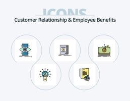 Customer Relationship And Employee Benefits Line Filled Icon Pack 5 Icon Design. success. layout. hospital. presentation. items vector