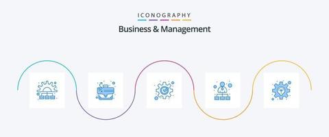 paquete de iconos azul 5 de negocios y administración que incluye idea. red. desarrollo. jerarquía. red jerárquica vector
