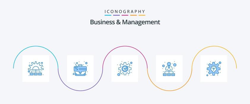 paquete de iconos azul 5 de negocios y administración que incluye idea. red. desarrollo. jerarquía. red jerárquica vector