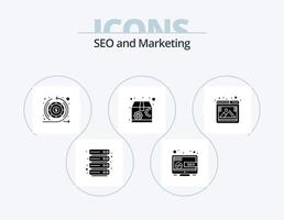 seo glyph icon pack 5 diseño de iconos. navegador. foto. dinero. galería. paquete vector