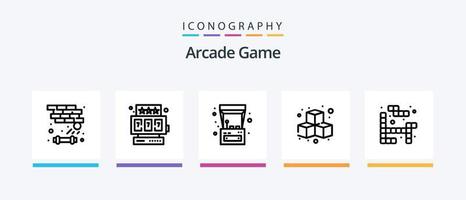 Arcade Line 5 Icon Pack Including game. play. bomb. game. arcade machine. Creative Icons Design vector