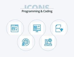 programación y codificación blue icon pack 5 diseño de iconos. codificación. aplicación desarrollar. js. desarrollar vector