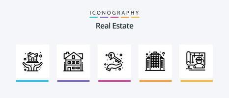 Real Estate Line 5 Icon Pack Including hand. deal. security. house. document. Creative Icons Design vector