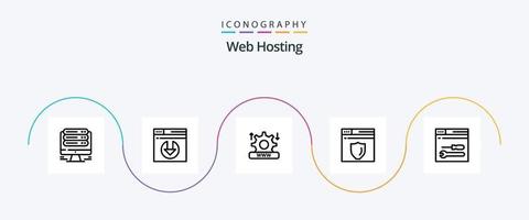 Web Hosting Line 5 Icon Pack Including shield. web server . server download. system vector