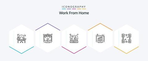 Work From Home 25 Line icon pack including document. report. recording. online. web vector