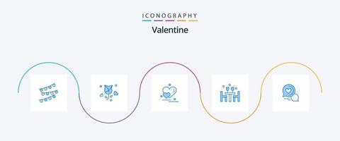 Valentine Blue 5 Icon Pack Including love. lunch. propose. dinner. couple vector