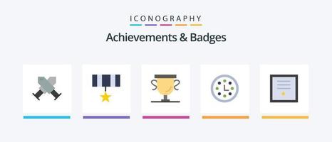 Achievements and Badges Flat 5 Icon Pack Including insignia. wreath. achievements. time. achievement. Creative Icons Design vector