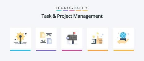 Task And Project Management Flat 5 Icon Pack Including . business. mailbox. world. like. Creative Icons Design vector