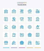 Creative Food And Drink 25 Blue icon pack  Such As fast food. bowl. entertainment. lollipop. drink vector