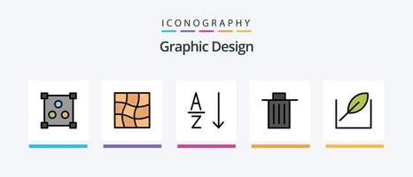 la línea de diseño llenó el paquete de 5 íconos que incluye . borde. . diseño de iconos creativos vector