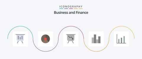 Paquete de iconos de finanzas planas 5 que incluye estadísticas. cuadro. gráfico. negocio. actuación vector
