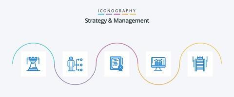 Strategy And Management Blue 5 Icon Pack Including report. business. user. diploma. sign vector