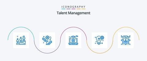 Talent Management Blue 5 Icon Pack Including gear. idea. setting. bulb. gruadation vector