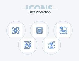 Data Protection Blue Icon Pack 5 Icon Design. security. computer. eye. security. finger vector