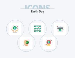 Earth Day Flat Icon Pack 5 Icon Design. ecology. calendar. earth. party. garland vector