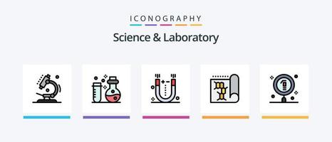 Science Line Filled 5 Icon Pack Including . microscope. chemistry. laboratory. tube. Creative Icons Design vector