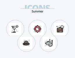 Summer Line Filled Icon Pack 5 Icon Design. bag. planet. compass. international. earth vector