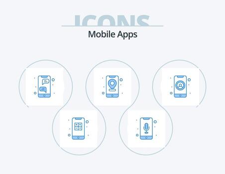 Mobile Apps Blue Icon Pack 5 Icon Design. app. navigation. app. location. app vector