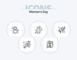 paquete de iconos de línea de día de la mujer 5 diseño de iconos. . flor. . símbolo vector