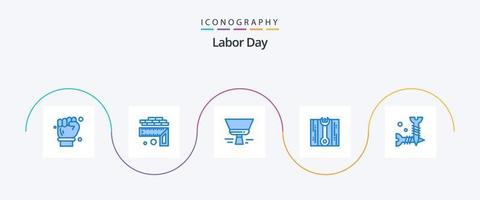 Labor Day Blue 5 Icon Pack Including hardware. screw. brush. repair. wrench vector