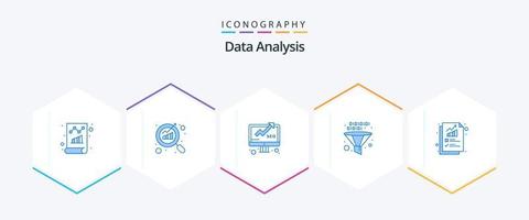 Data Analysis 25 Blue icon pack including management. data. seo. funnel. report vector