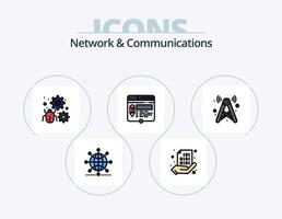 paquete de iconos llenos de línea de red y comunicaciones 5 diseño de iconos. página. editar. configuración. codificación. sitio web vector