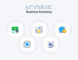 paquete de iconos planos de economía 5 diseño de iconos. economía. viajar. economía. dinero. documento vector