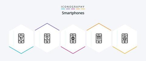 Smartphones 25 Line icon pack including signaling. message. connection. mail. envelopes vector