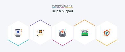 Help And Support 25 Flat icon pack including tools. fix. email. time. support vector