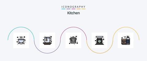 Paquete de 5 iconos planos llenos de línea de cocina que incluye lavado. plato. utensilio. limpio. peso vector