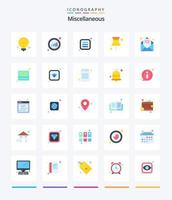 paquete de iconos planos misceláneos creativos de 25, como mensaje. trabajar. aplicaciones tarea. oficina vector