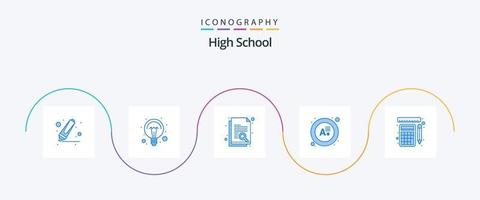 paquete de iconos azul 5 de escuela secundaria que incluye reglas. medición. documento. resultado. examen vector