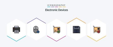 Devices 25 FilledLine icon pack including disc. computers. hardware. hardware. computers vector