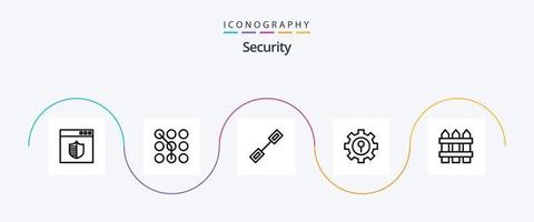 paquete de iconos de línea de seguridad 5 que incluye valla. proteccion. seguridad. cerrar con llave. vinculado vector