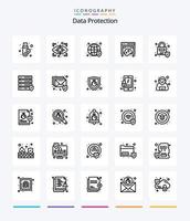 Creative Data Protection 25 OutLine icon pack  Such As locked. privacy. secure. policy. cookies vector