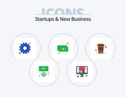 Startups And New Business Flat Icon Pack 5 Icon Design. break. money. store. cash. management vector