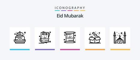 Eid Mubarak Line 5 Icon Pack Including gift. sweet. islamic. eid. celebration. Creative Icons Design vector