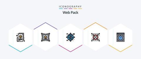 Web Pack 25 FilledLine icon pack including computer. seo. web. target. web vector