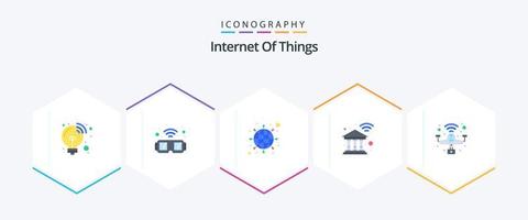 Internet Of Things 25 Flat icon pack including quad copter. drone. internet. building. internet vector